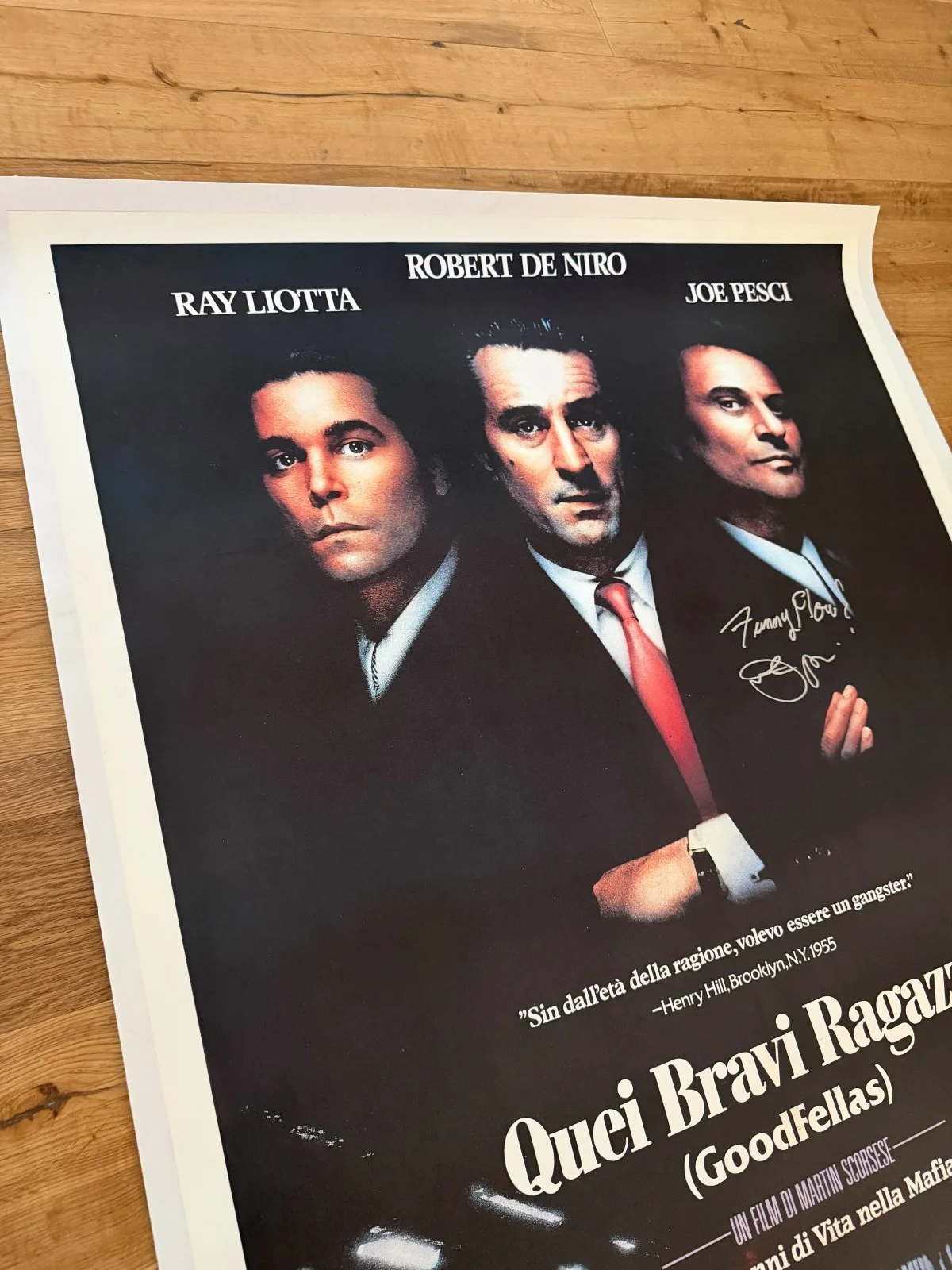 Joe Pesci — Joe Pesci FUNNY HOW? Insc Autographed 1 of 1 GOODFELLAS Italian Poster ASI Proof, изображение 4