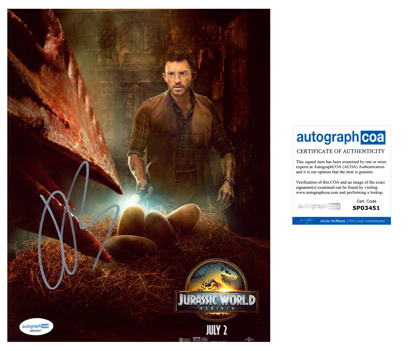 Jonathan Bailey Jurassic World Autographed Signed 8x10 Photo ACOA, image 2