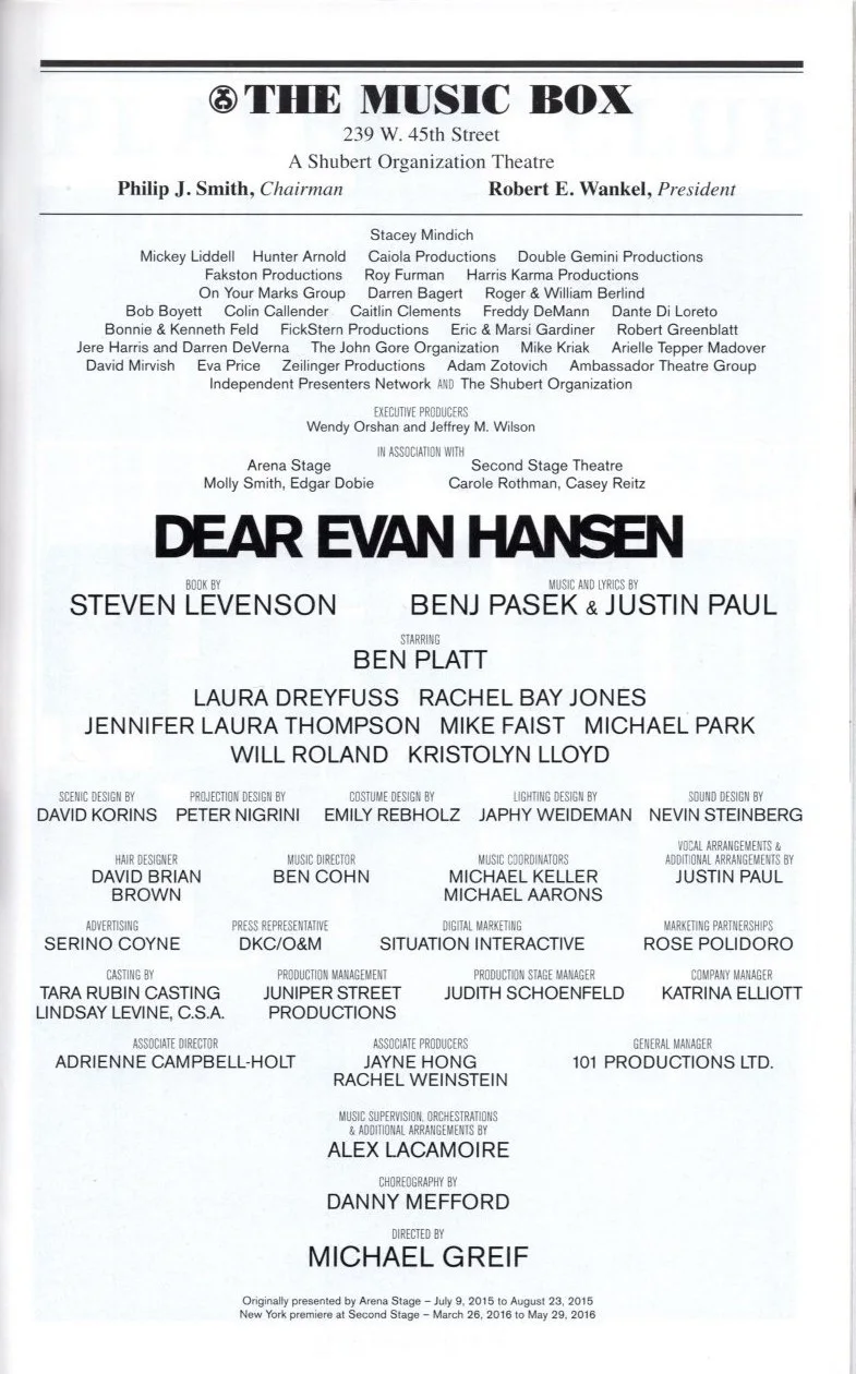Cast — Dean Evan Hansen Signed Autographed Cast Playbill - Ben Platt, image 2