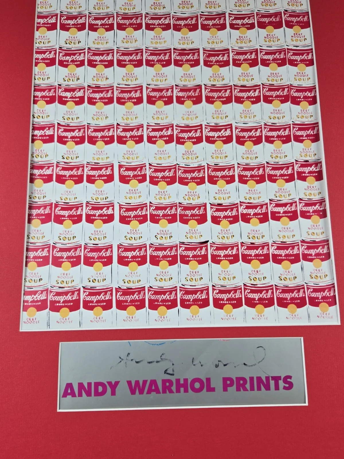 Andy Warhol Signed Campbell's Soup Framed Poster Display 18x24 JSA, image 2