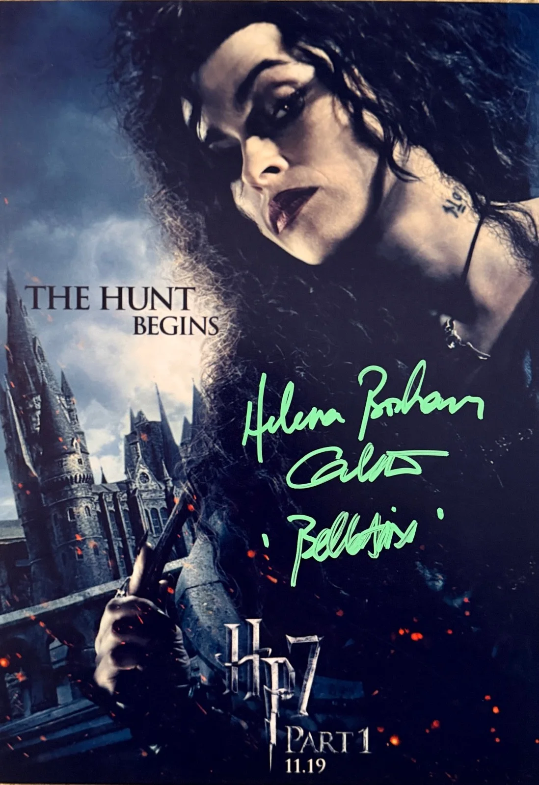 Helena Bonham Carter — Helena Bonham Carter Signed HP7 Part 1 Photo w/ COA – “Bellatrix” Inscription