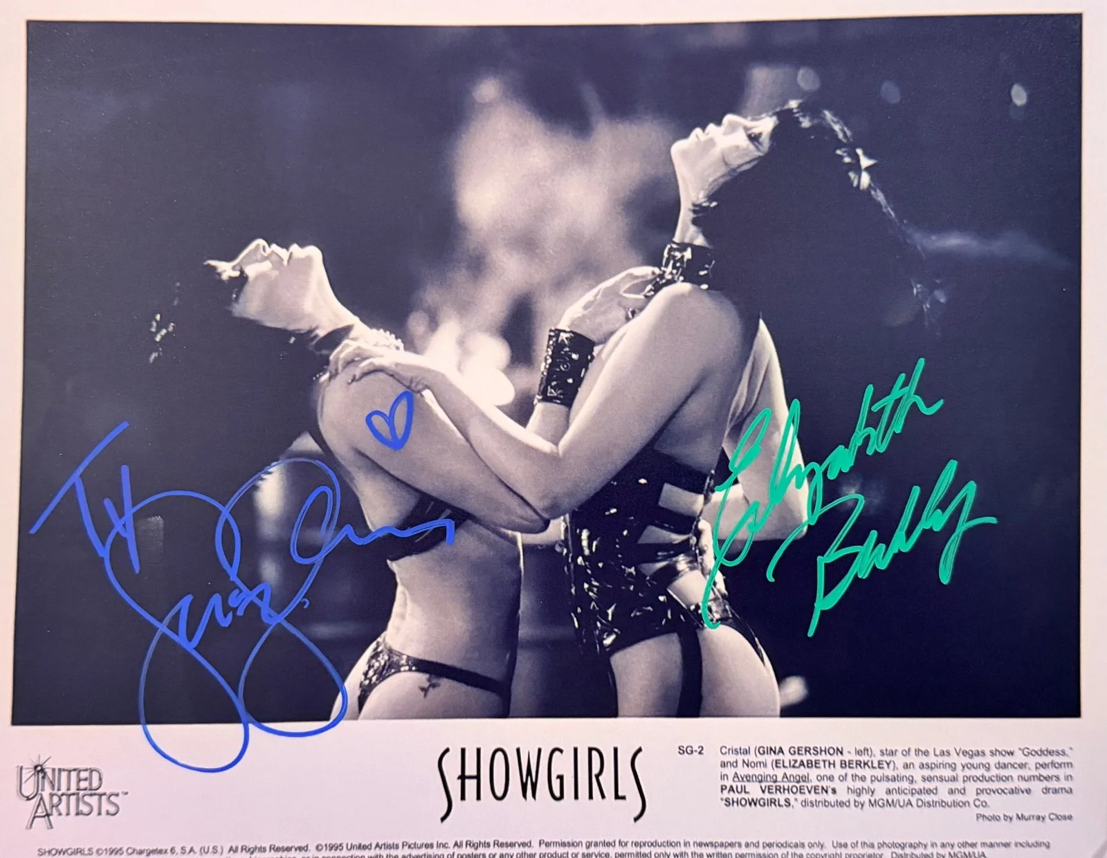 Gina Gershon, Elizabeth Berkley — Showgirls Dual Signed 8x11.5 – Gina Gershon & Elizabeth Berkley w/ COA