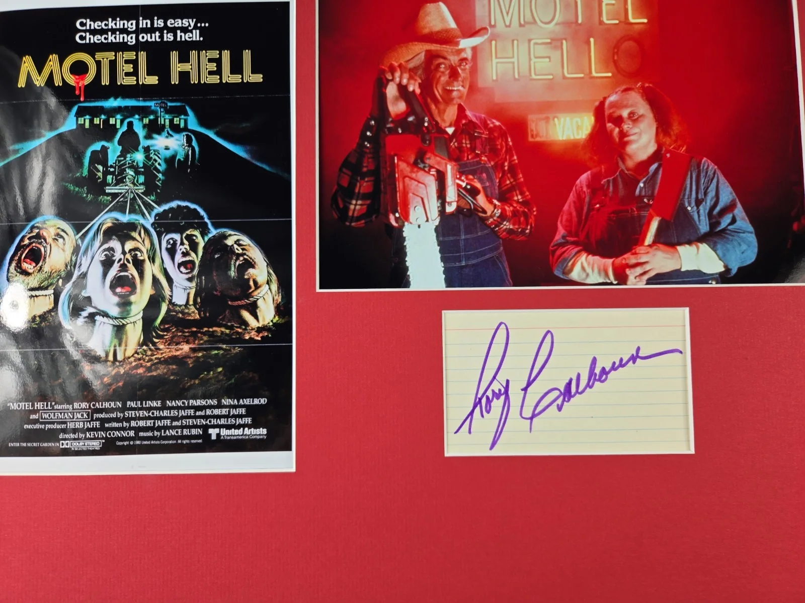 Rory Calhoun Signed Motel Hell Photo Framed 16x20 Display, image 2