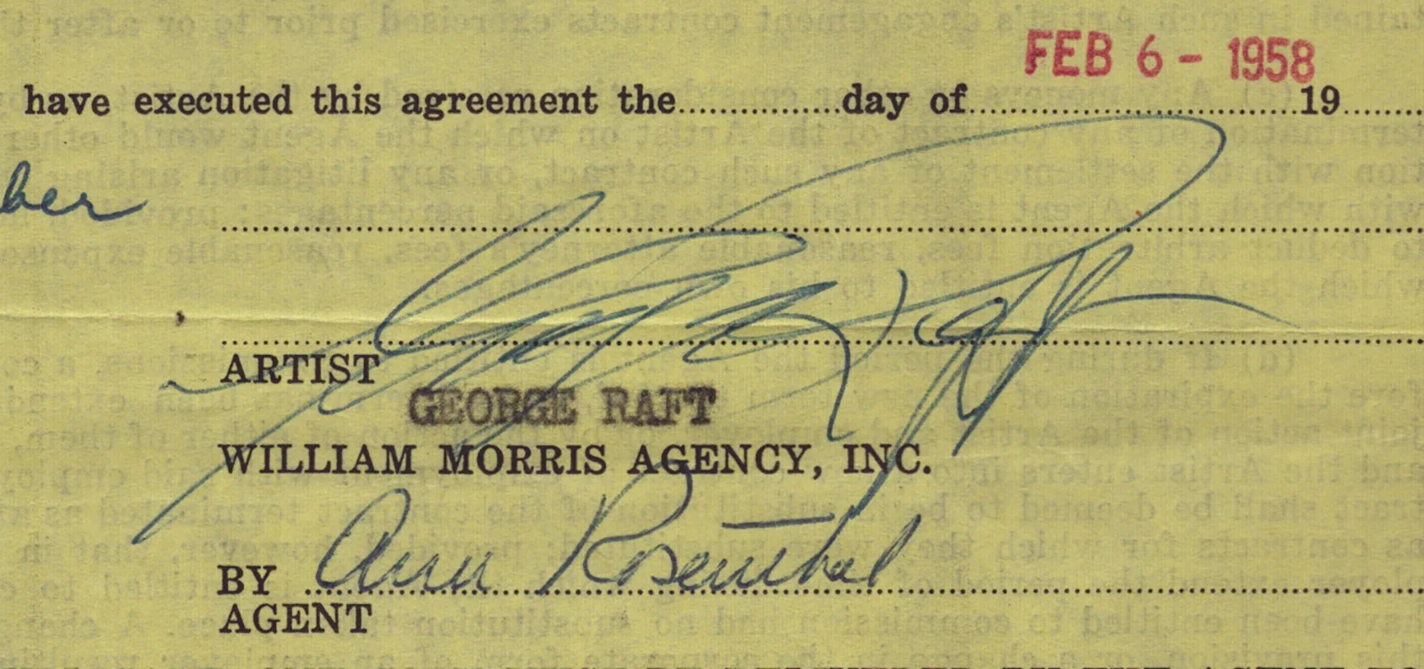 George Raft — GEORGE RAFT - CONTRACT SIGNED 02/06/1958, image 3