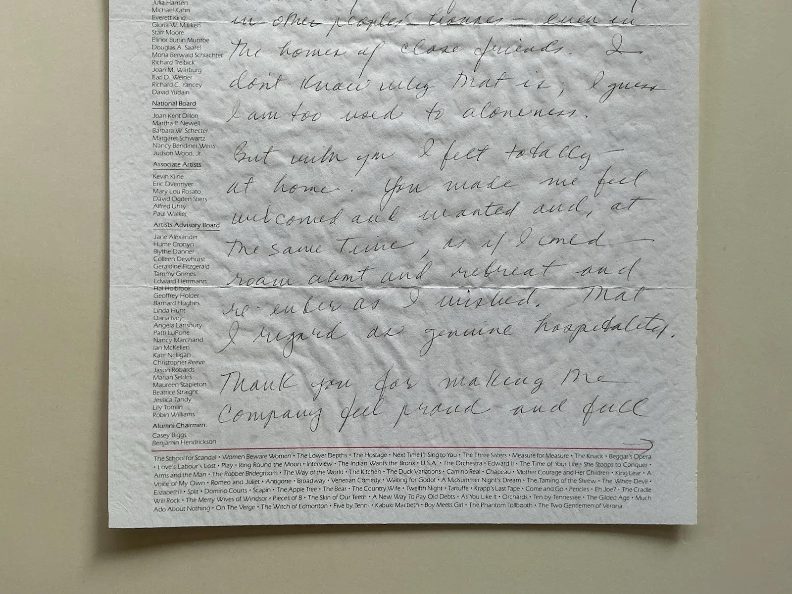 ZELDA FICHANDLER SIGNED ALS AUTOGRAPHED LETTER 1992 THE ACTING COMPANY, image 3