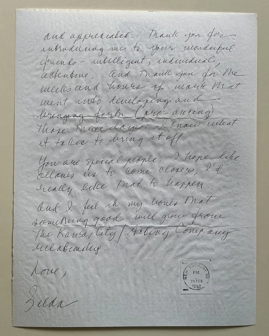 ZELDA FICHANDLER SIGNED ALS AUTOGRAPHED LETTER 1992 THE ACTING COMPANY, image 4
