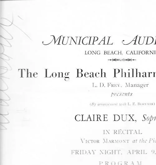 1926 Hand Signed program by Claire Dux Soprano, image 2