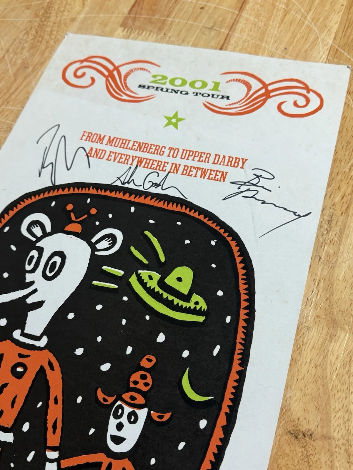 Guster Band Signed Spring Tour 2001 Poster Rare Graphic Tim Winkler, изображение 2
