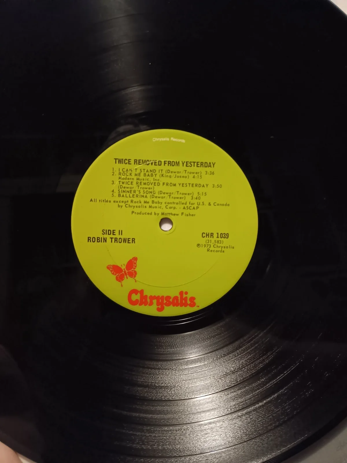 ROBIN TROWER - SIGNED "TWICE REMOVED FROM YESTERDAY" LP 1973 ORIGINAL PRESSING, image 4