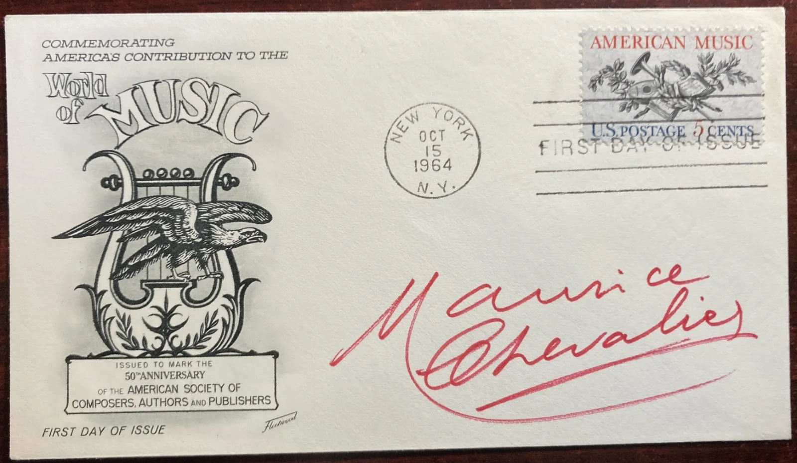 Maurice Chevalier — MAURICE CHEVALIER-Signed FDC-1964 - "Gigi" - "Thank Heaven for Little Girls"