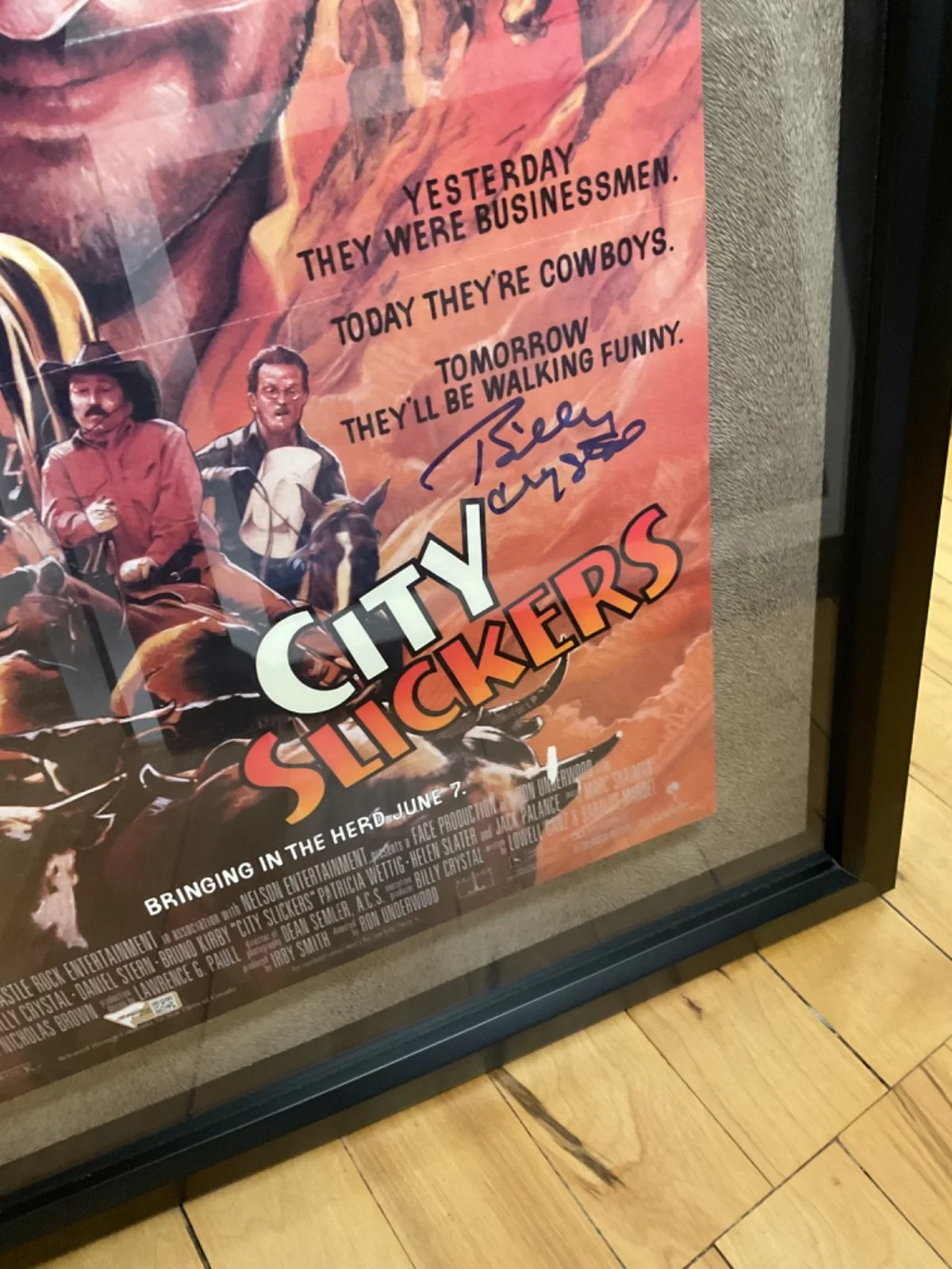 Billy Crystal — Billy Crystal Signed City Slickers 1991 Movie Poster Raised Fanatics COA, изображение 2