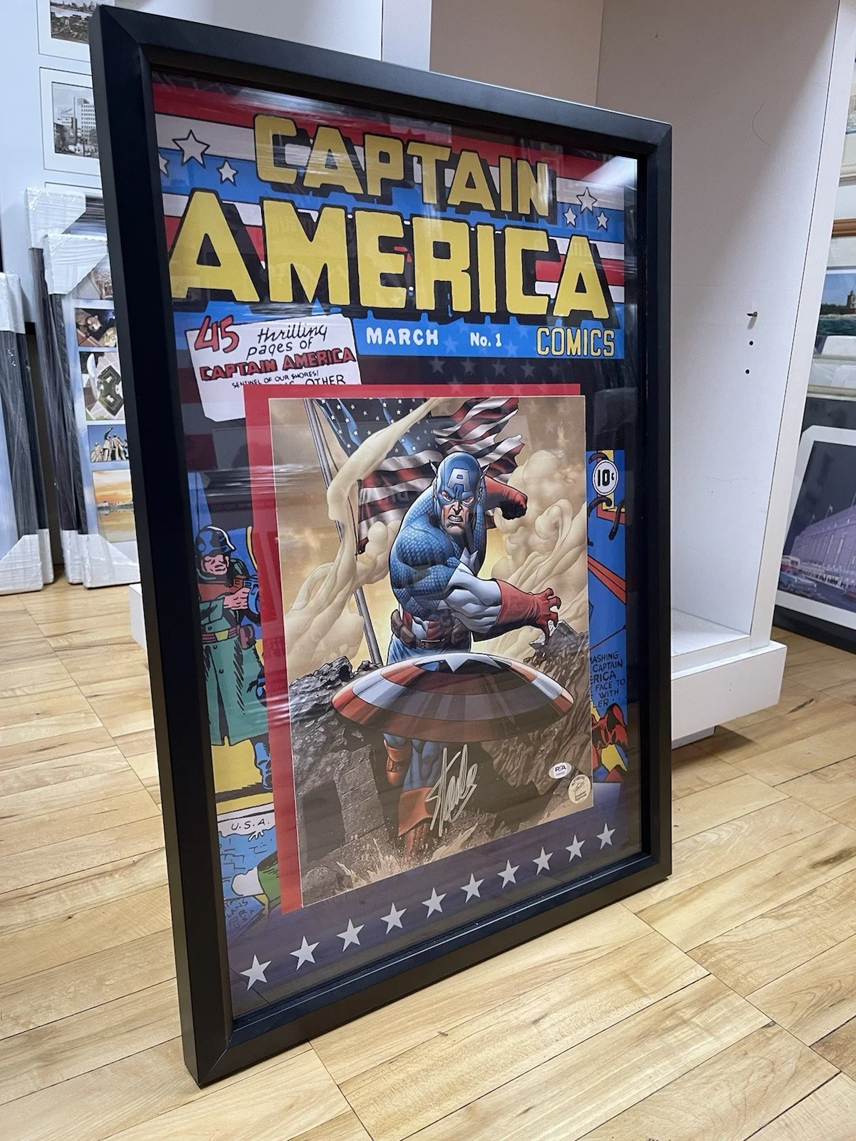 Stan Lee — Stan Lee Autographed Captain America Magazine Style Cover Photo 11x14 w/ PSA COA