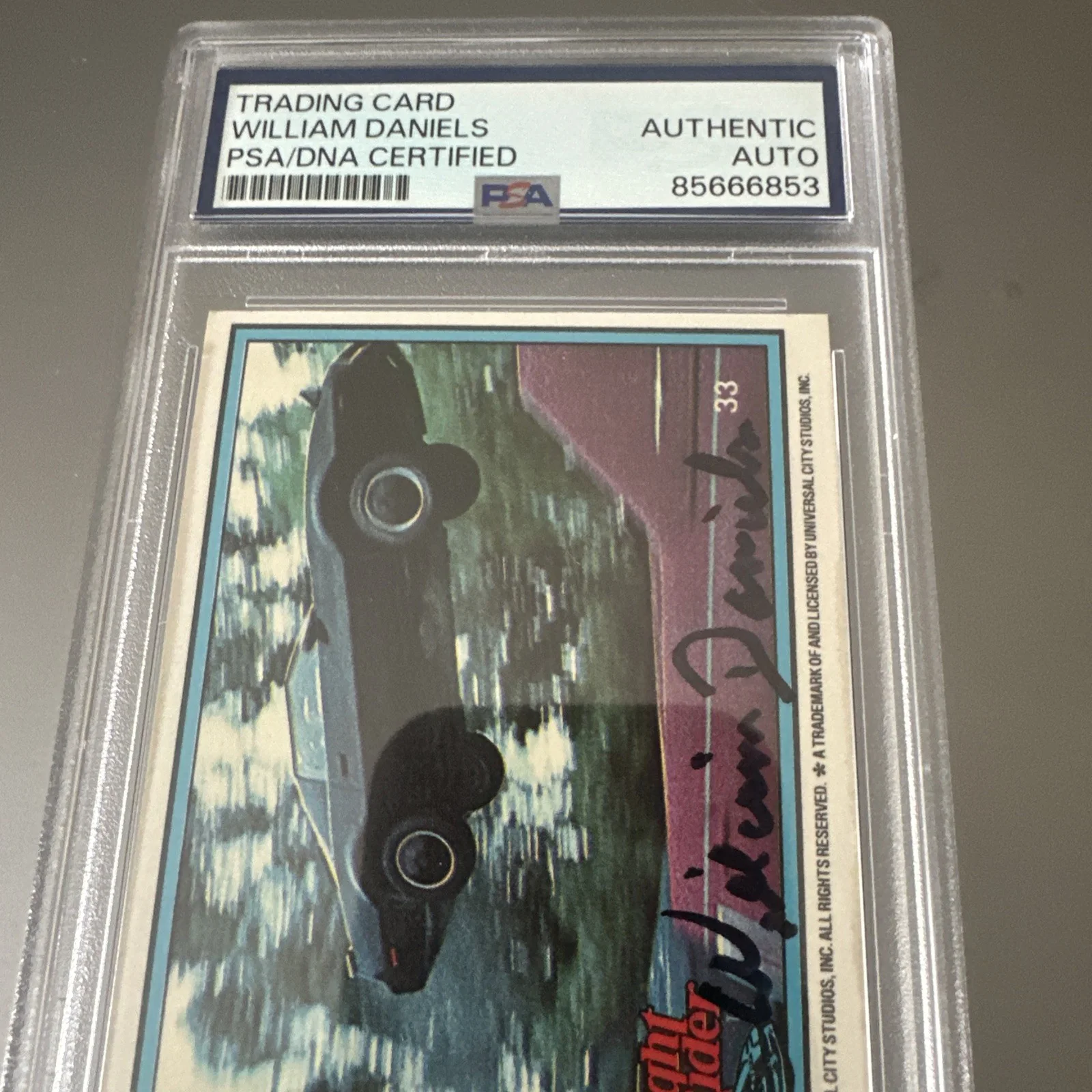WILLIAM DANIELS — WILLIAM DANIELS SIGNED KNIGHT RIDER DONRUSS CARD KITT PSA Slab Autograph Auto, изображение 3