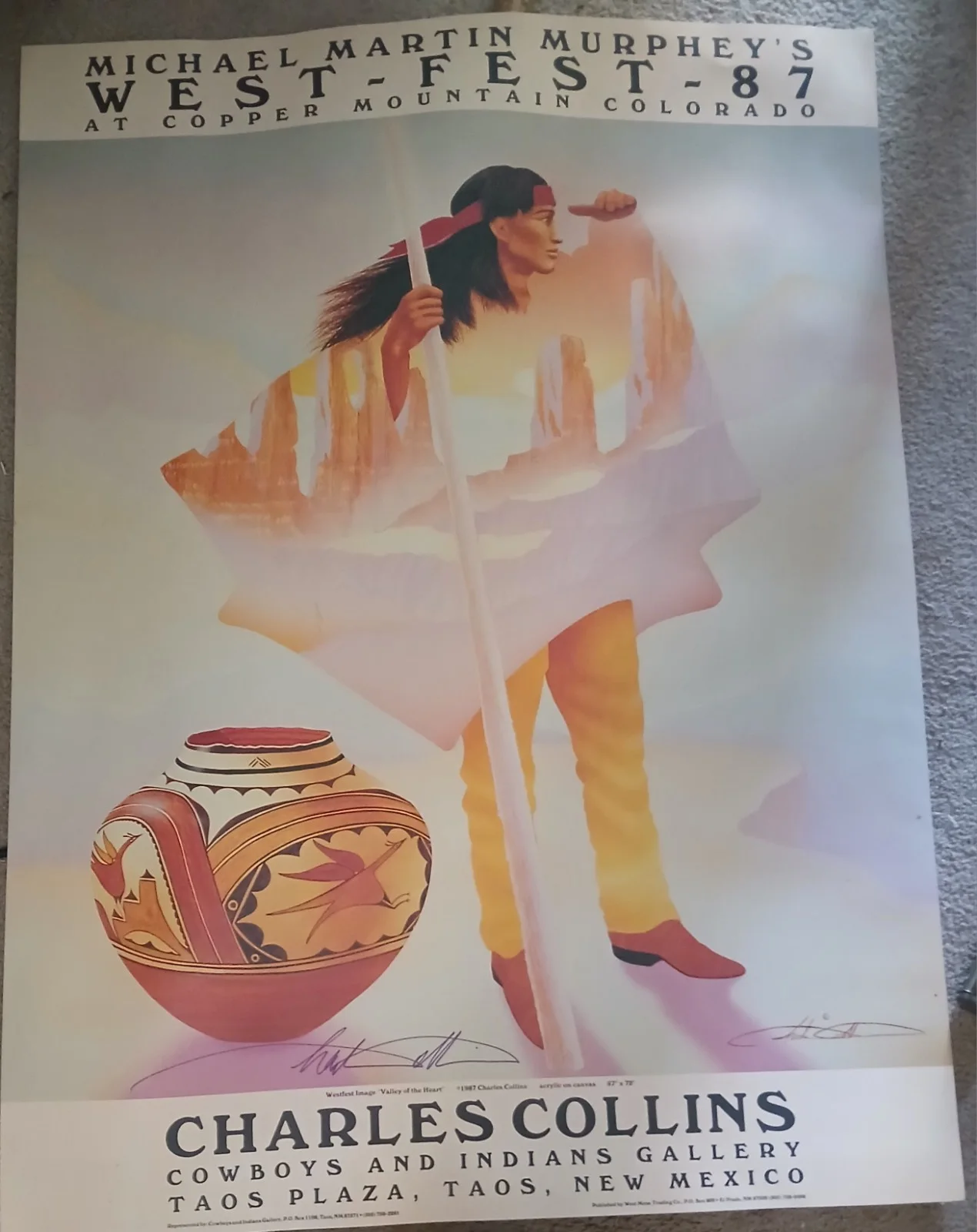 Charles Collins Signed Poster First WestFest 1987 By Michael Martin Murphy, изображение 4