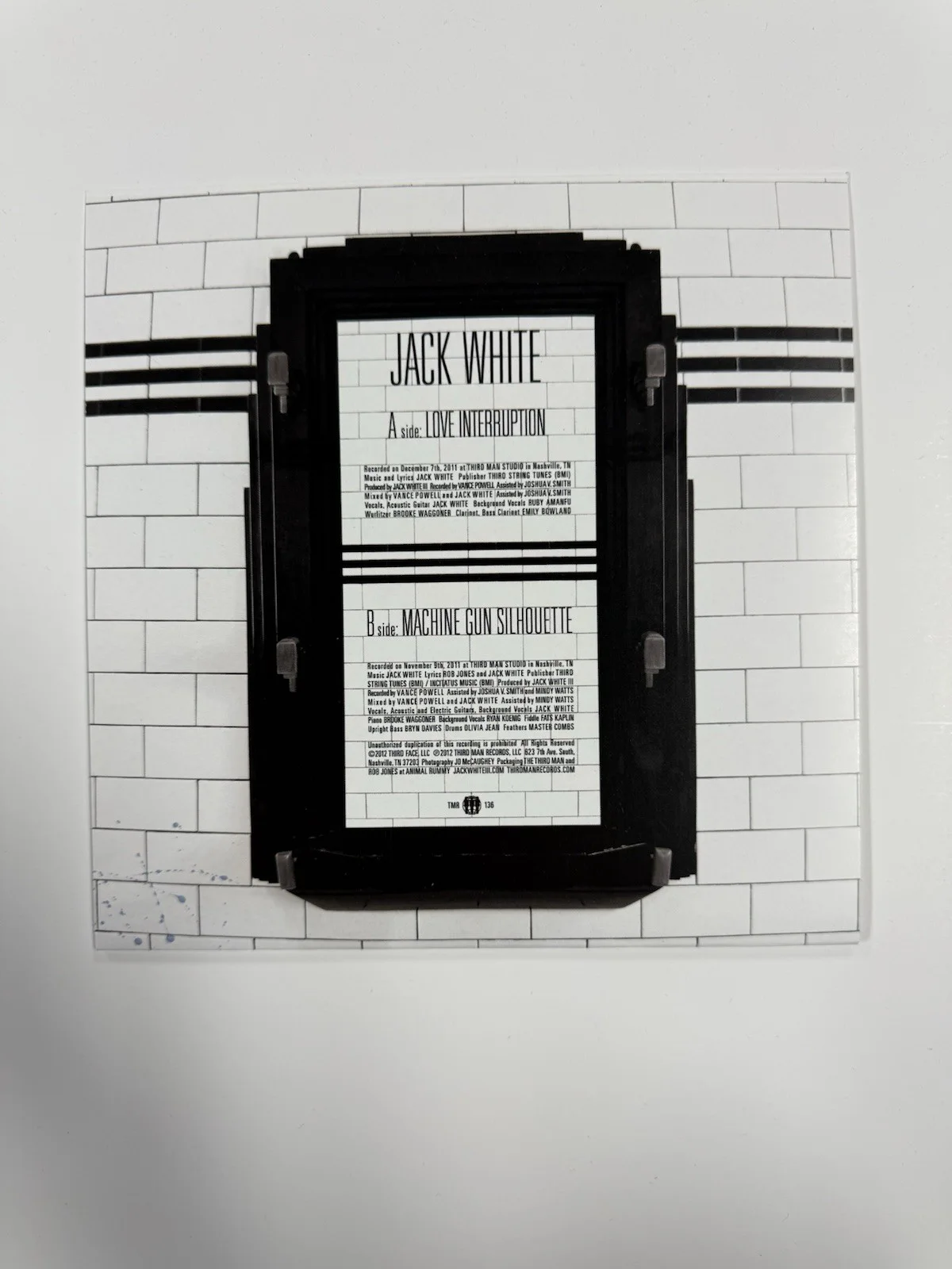 Jack White signed Love Interruption / Machine Gun Silhouette 7" lp JSA Letter, image 2