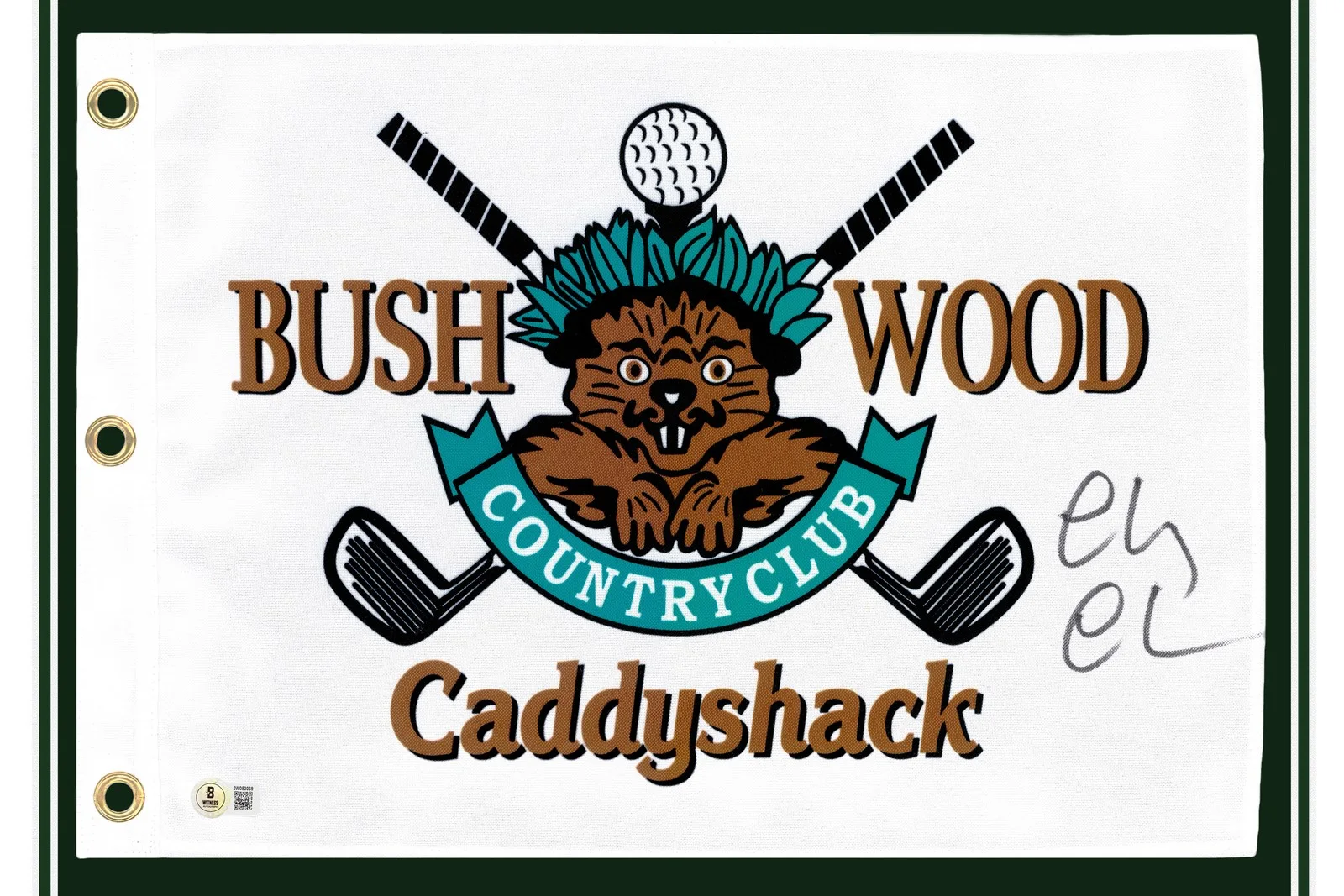 Chevy Chase — Chevy Chase Signed Framed White Caddyshack Golf Pin Flag Beckett Wit, image 2