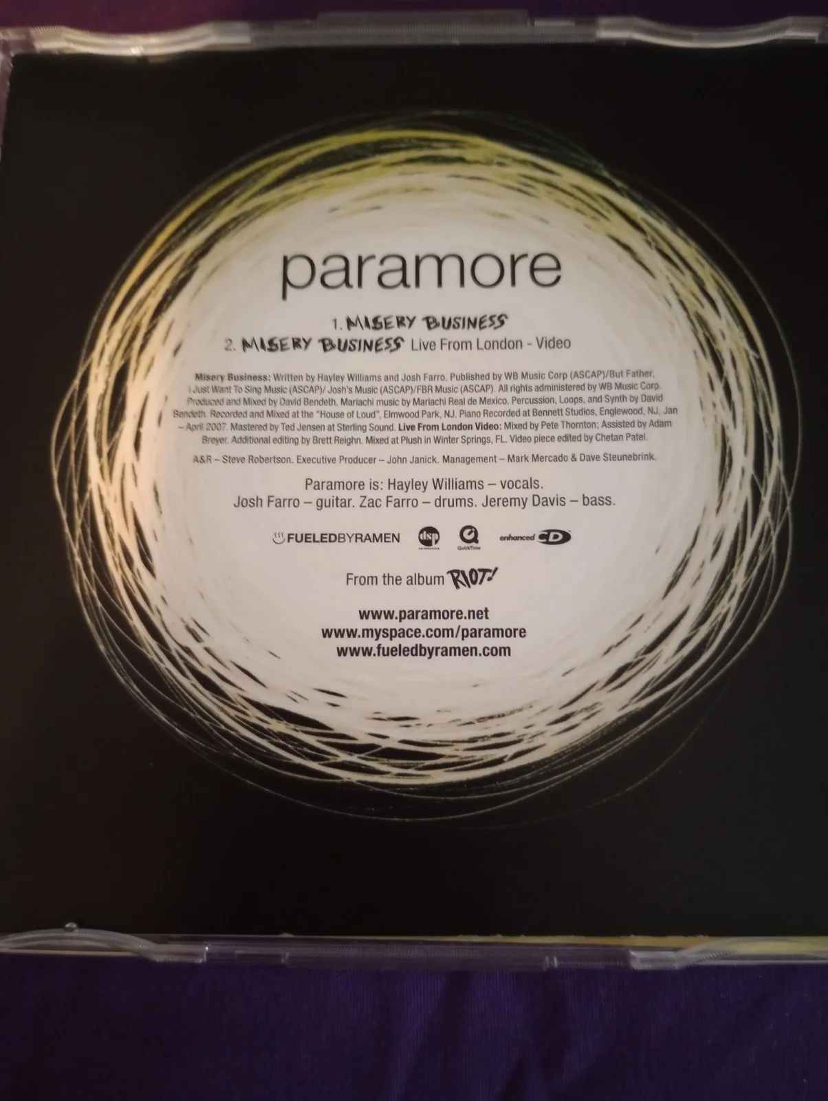 SIGNED Paramore Misery Business Live from London Astoria CD W/Video SIGNED, image 5