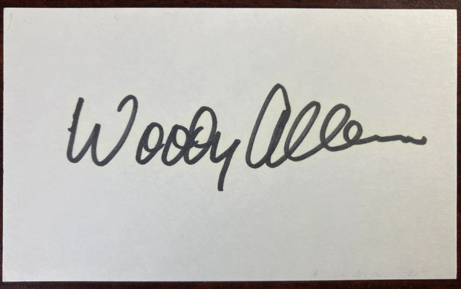 Woody Allen — WOODY ALLEN-(2) items: Autograph Signature on 3x5 card, 8x10 b&w photo