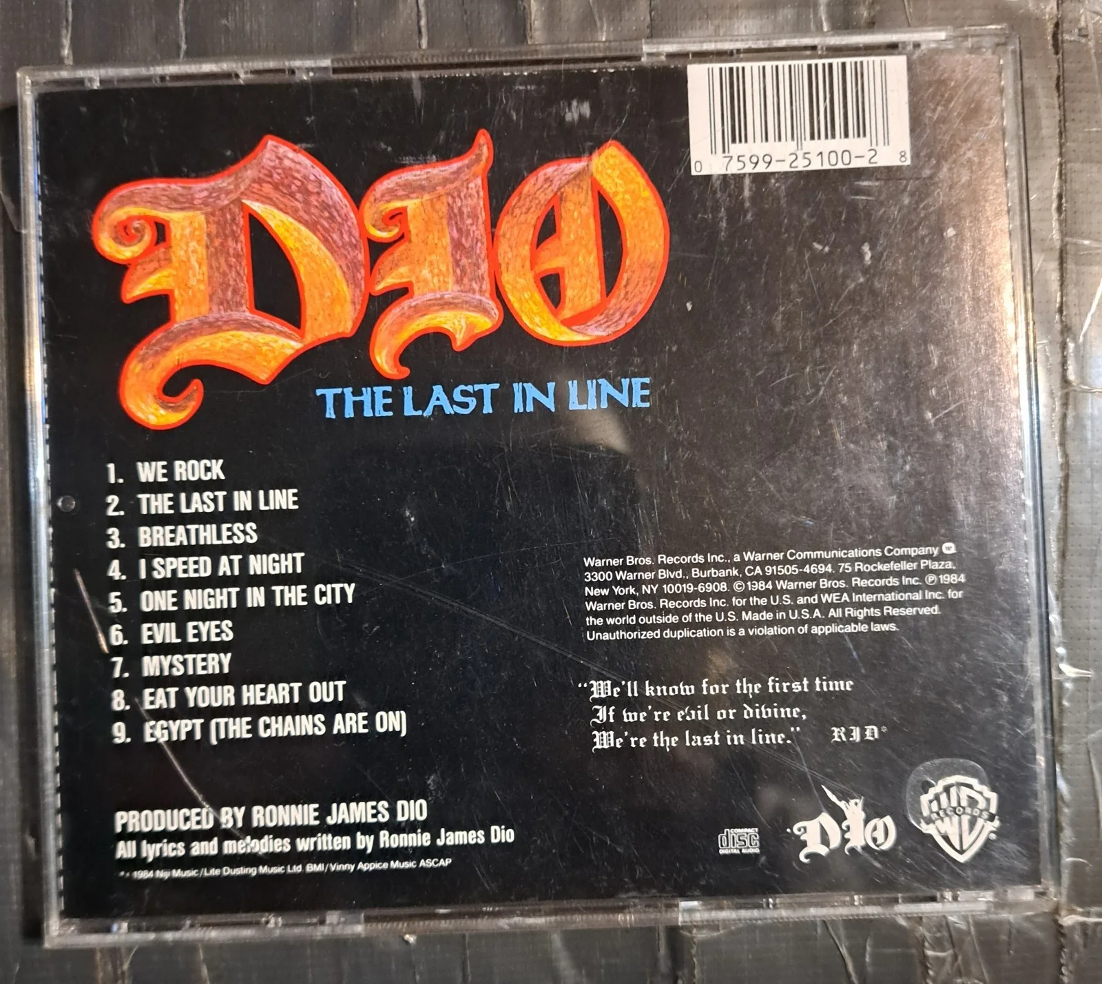 Dio - The Last In Line CD - Autographed/Signed By Ronnie James Dio & Band, изображение 4