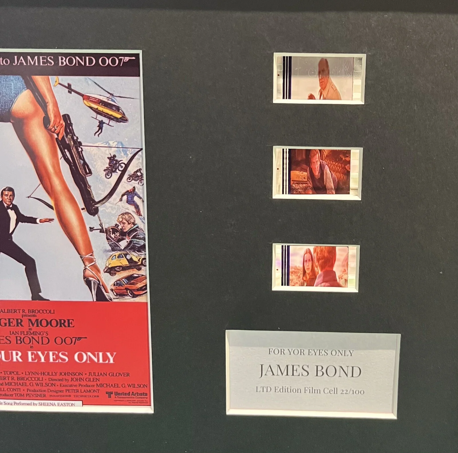 007 JAMES BOND. FOR YOUR EYES ONLY. 35mm Film Cell Mounted Display, изображение 2