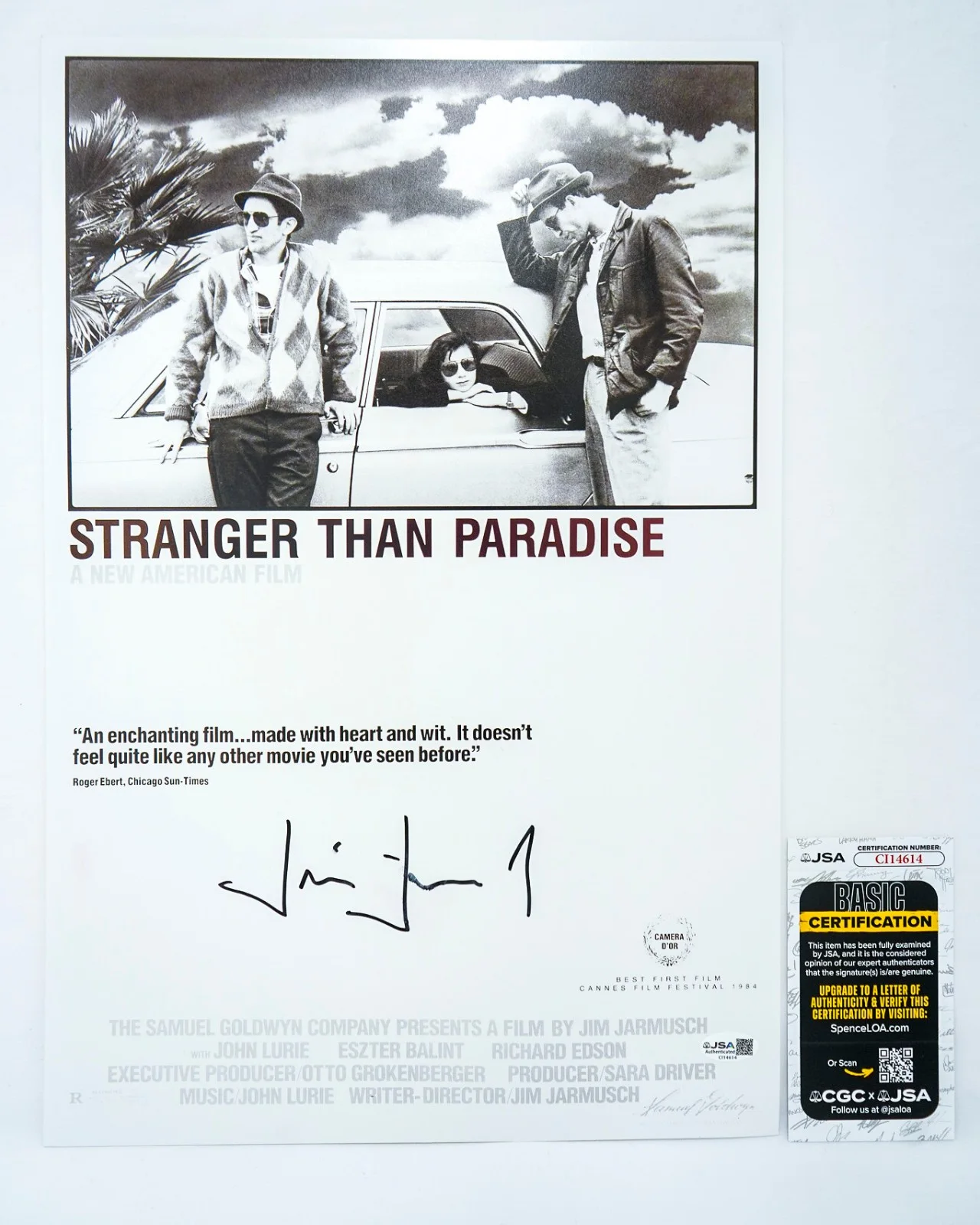 Jim Jarmusch — Jim Jarmusch Director Signed STRANGER THAN PARADISE 12x18 Photo Poster JSA