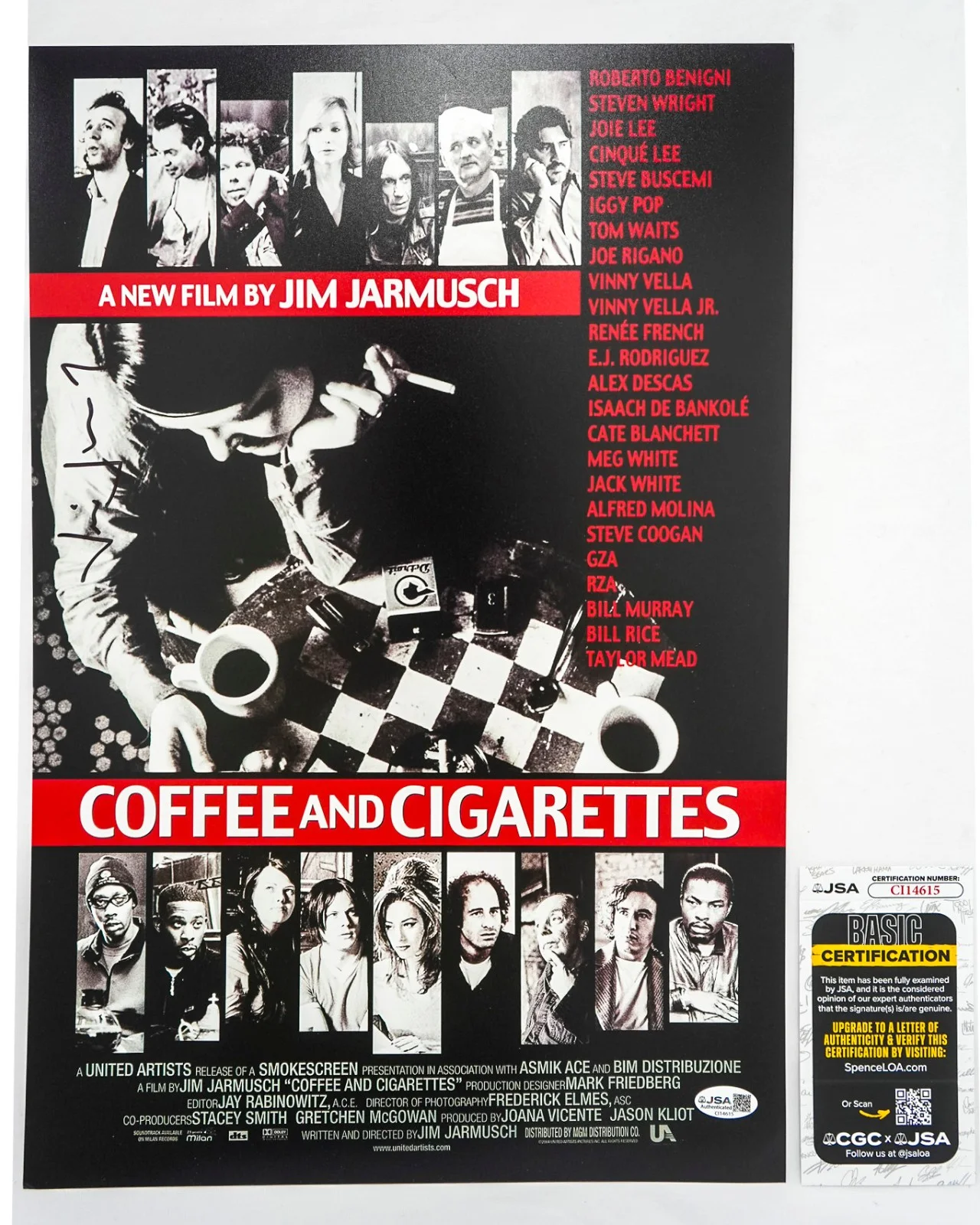 Jim Jarmusch — Jim Jarmusch Director Signed COFFEE AND CIGARETTES 12x18 Photo Poster JSA
