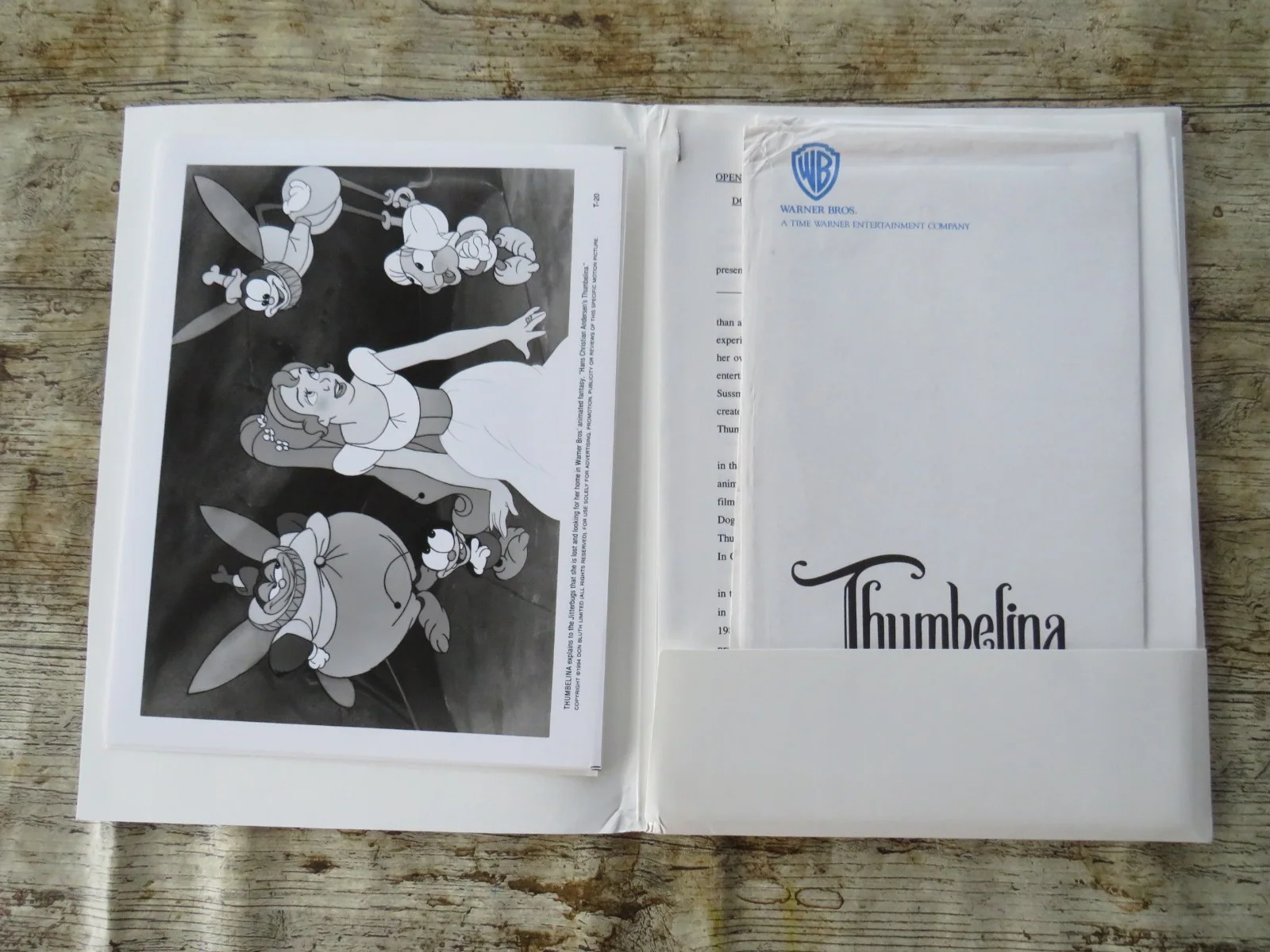 THUMBELINA DON BLUTH'S ORIGINAL 1994 CINEMA FILM MOVIE PRESS KIT 6 PHOTOS RARE, изображение 2