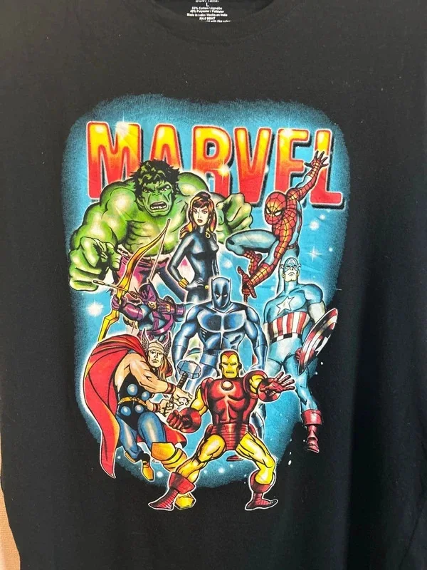 Marvel Superheroes Logo Graphic Mens Black T-Shirt Size Large, image 3