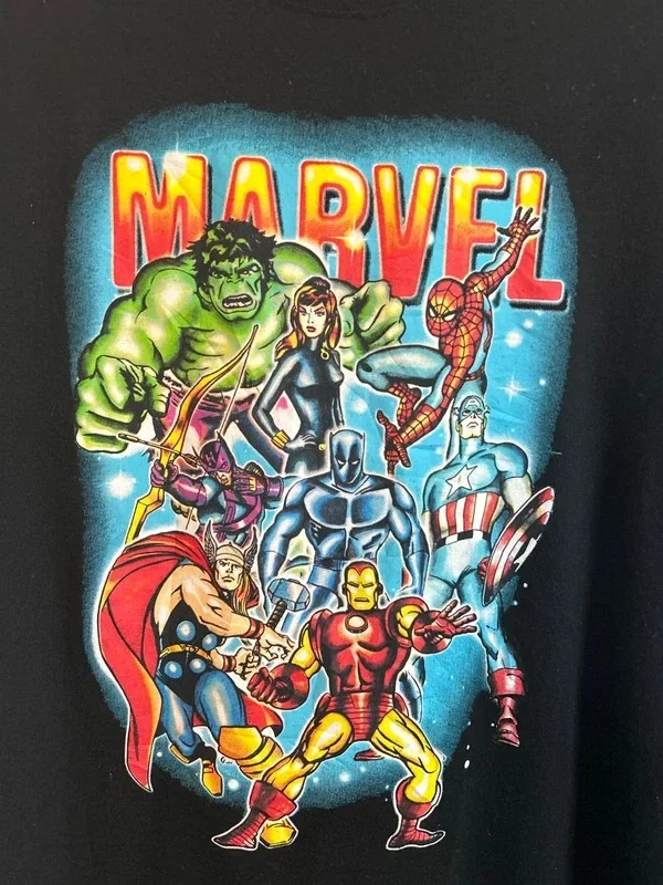 Marvel Superheroes Logo Graphic Mens Black T-Shirt Size Large, image 4