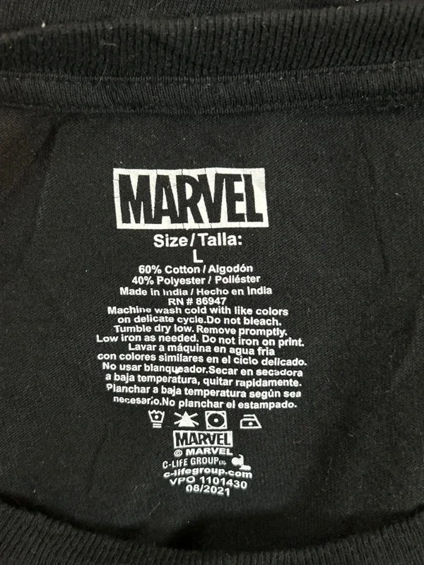 Marvel Superheroes Logo Graphic Mens Black T-Shirt Size Large, image 5