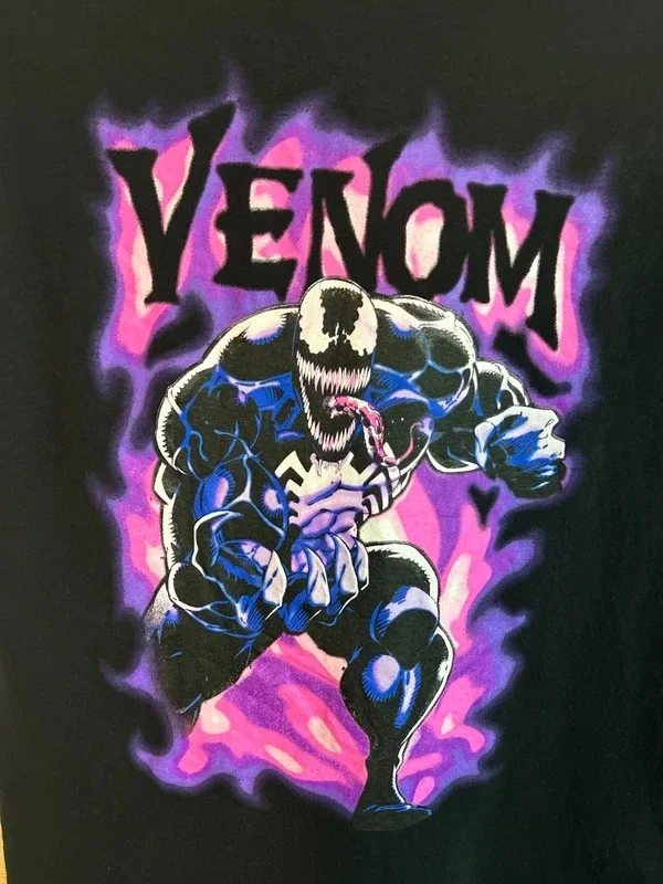 Marvel Venom Purple Smoke Graphic Mens Black T-Shirt Size Medium, image 4