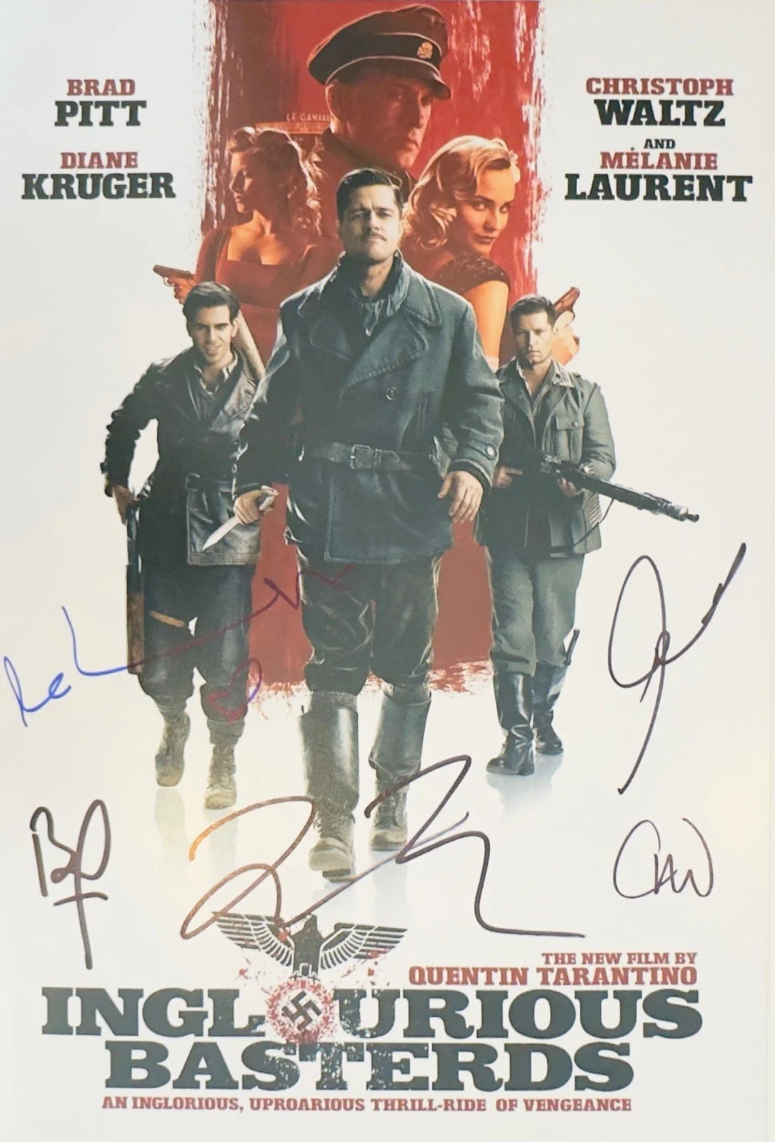 Brad Pitt, Quentin Tarantino — BRAD PITT QUENTIN TARANTINO+3 SIGNED INGLORIOUS BASTARDS AUTOGRAPH 12x18 BAS LOA, изображение 5