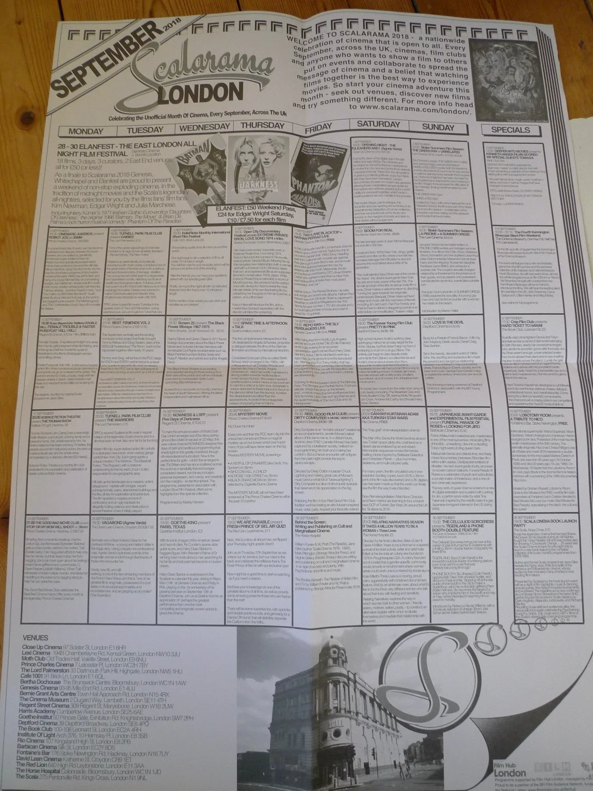 SCALARAMA Scala Cinema 1978-1993 Original Programme Newspaper & Poster CULT FILM, изображение 4
