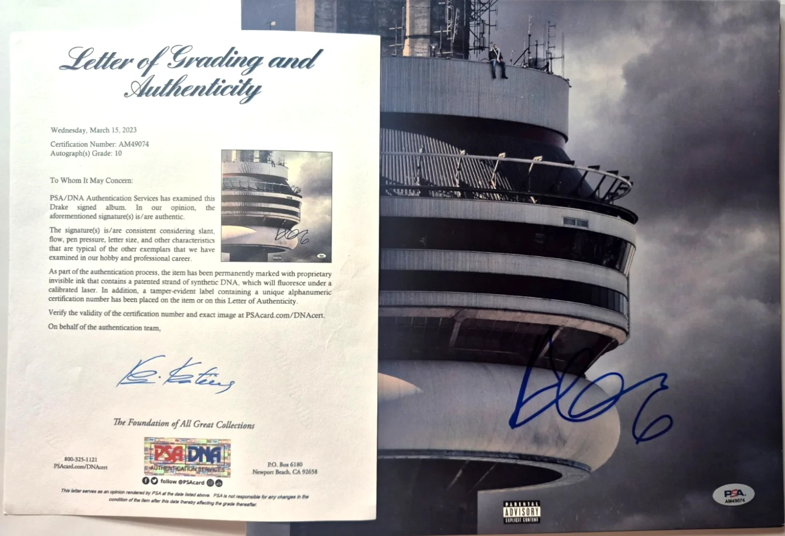 DRAKE SIGNED AUTOGRAPHED VIEWS ALBUM VINYL AUBREY GRAHAM PSA LOA AUTO GRADE 10, изображение 2