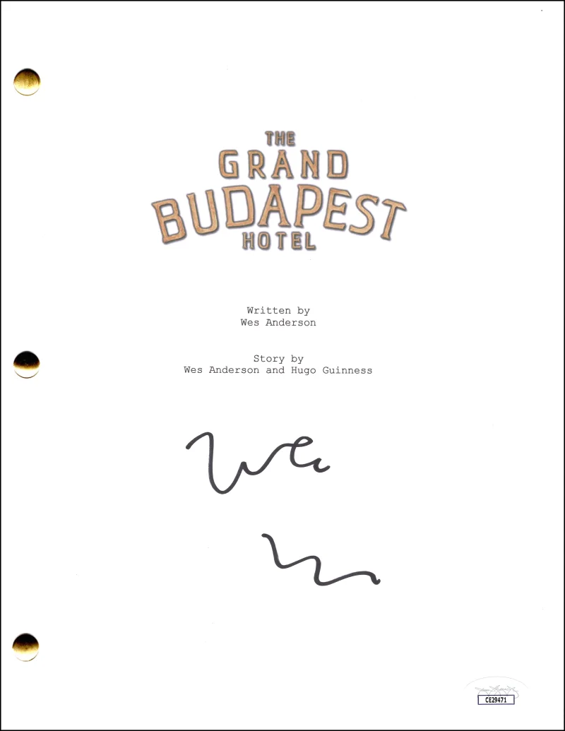 Wes Anderson — Wes Anderson Signed Autograph The Grand Budapest Hotel Full Movie Script JSA COA