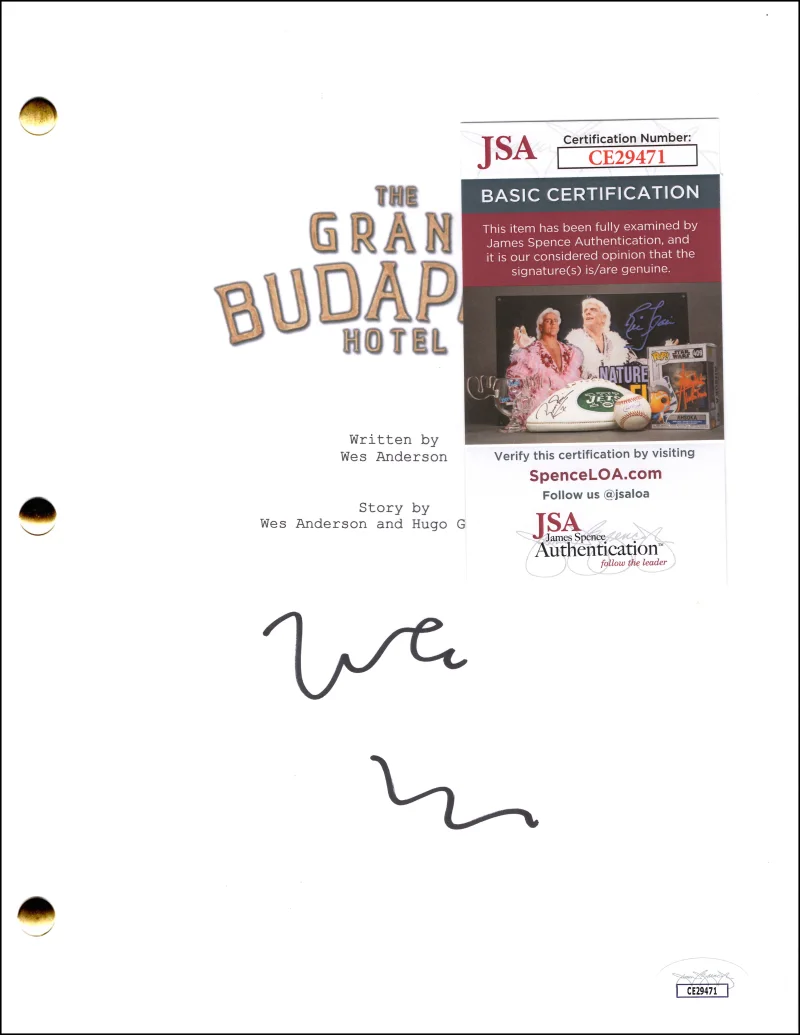 Wes Anderson — Wes Anderson Signed Autograph The Grand Budapest Hotel Full Movie Script JSA COA, изображение 2