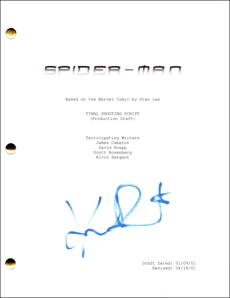 Kirsten Dunst — Kirsten Dunst Signed Autograph Spider-Man Full Movie Script Screenplay Mary Jane