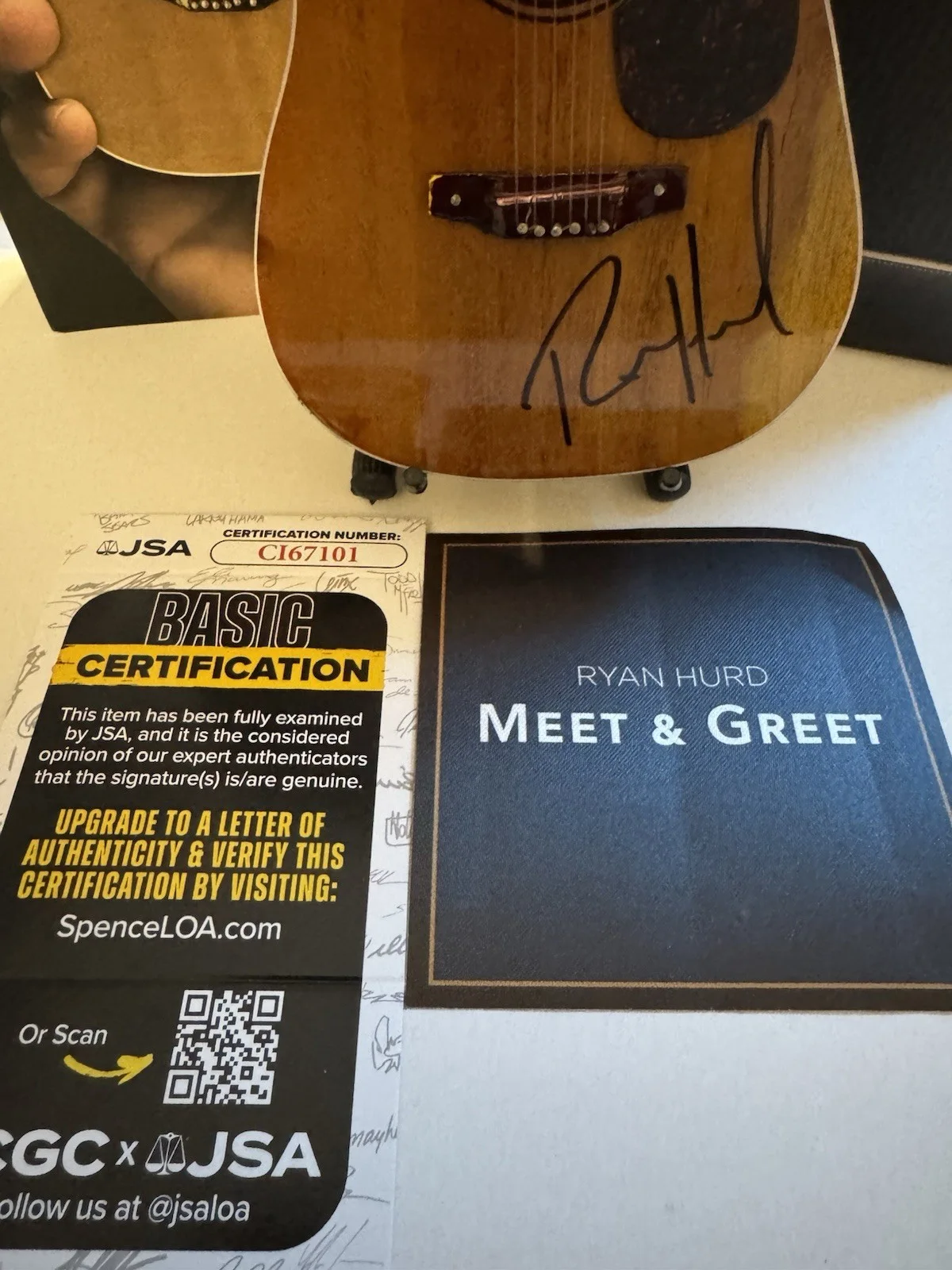 RYAN HURD Autographed Signed AXE HEAVEN Acoustic Miniature Guitar JSA With VIP, image 3