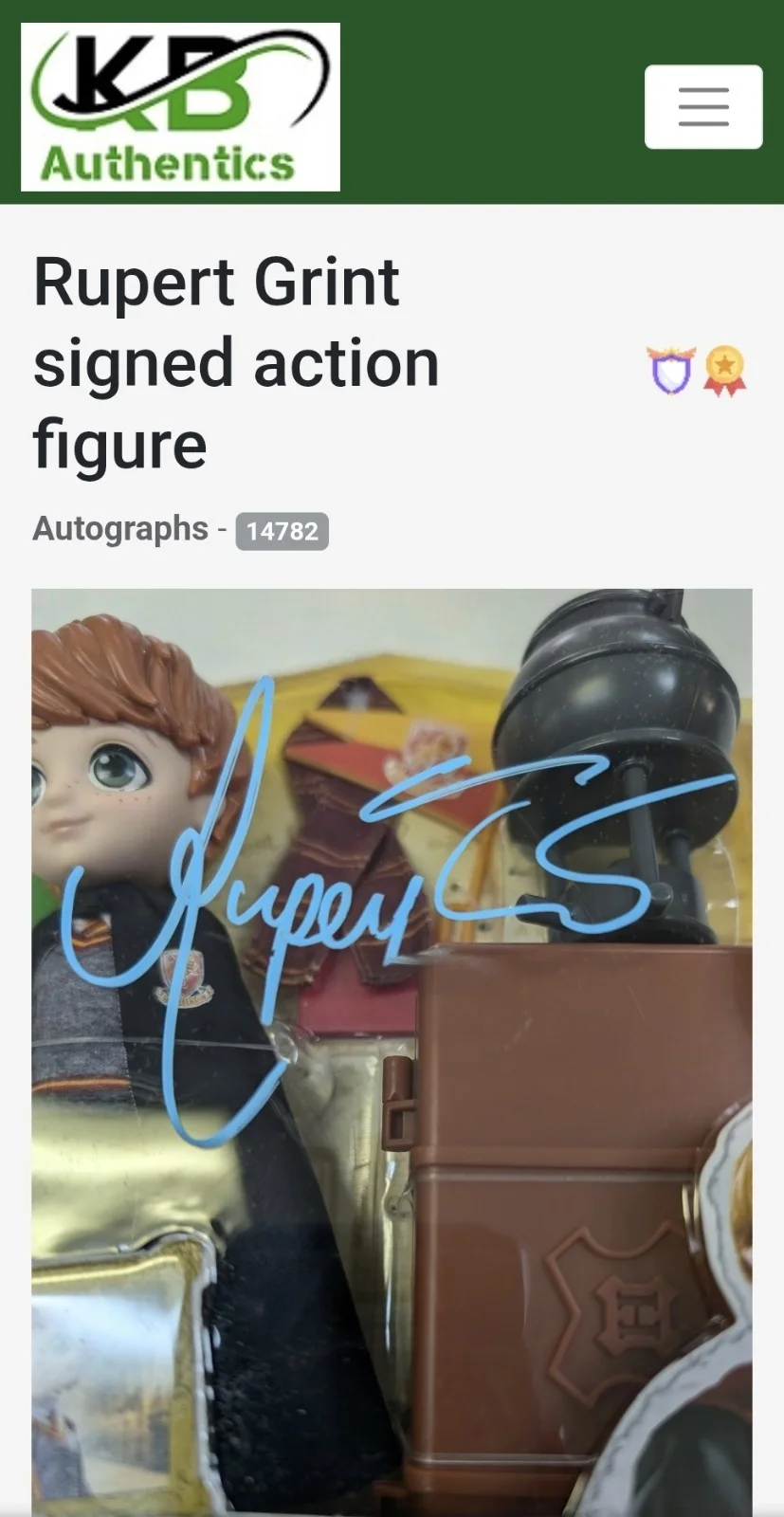 SIGNED Rupert Grint Harry Potter Ron Weasley Action Figure Auto w COA JK Rowling, изображение 5