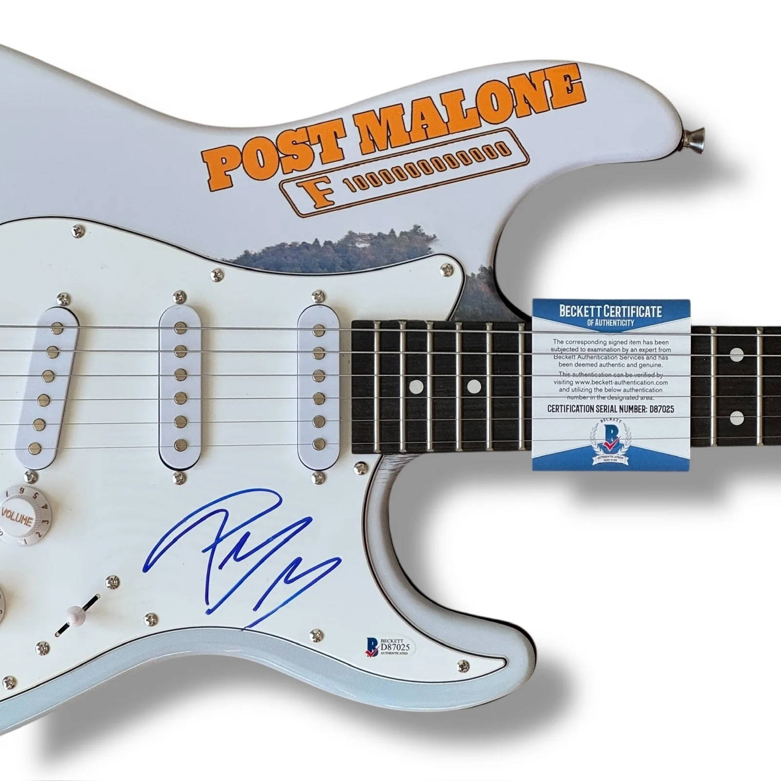 Post Malone Signed Guitar Custom Graphics Beckett COA F 1-Trillion Had Some Help, image 2