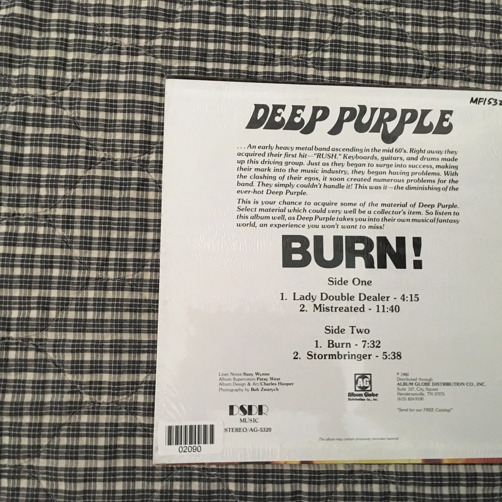 Deep Purple Rare “Burn” 12-Inch Vinyl Record SEALED VINYL, image 3