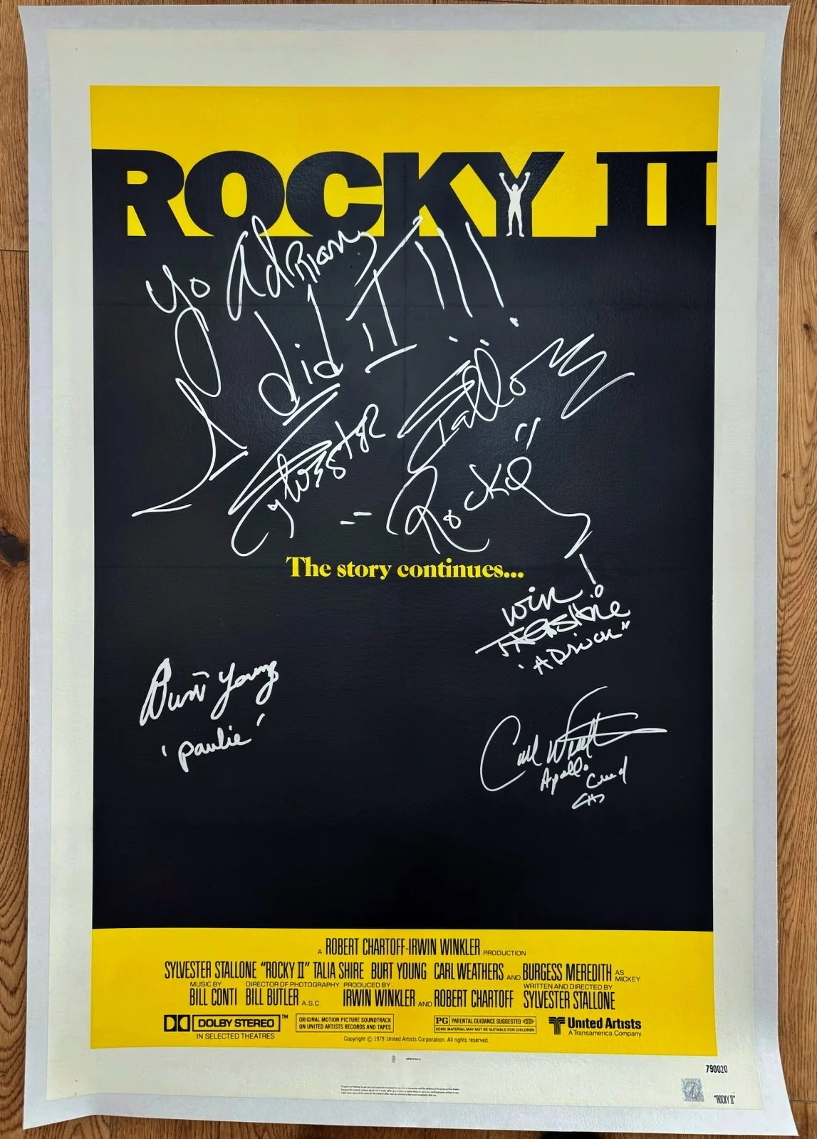 Sylvester Stallone and Cast — Sylvester Stallone "YO ADRIAN" & Cast Autographed ROCKY II Poster ASI Proof