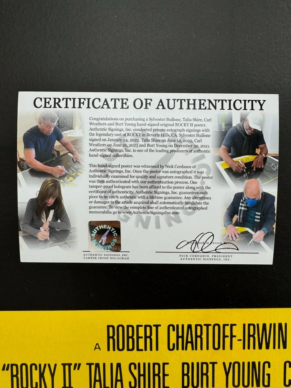 Sylvester Stallone, Cast — Sylvester Stallone "YO ADRIAN" & Cast Autographed ROCKY II Poster ASI Proof, image 2