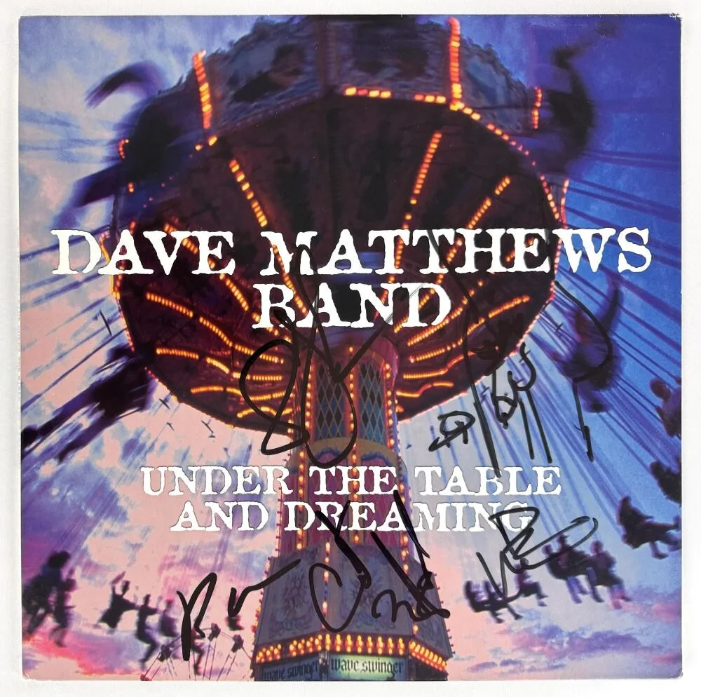 Carter Beauford, Stefan Lessard, Dave Matthews, Boyd Tinsley — Dave Matthews Band x4 Signed Autograph Album Record INFAMOUS SKETCH!! w/ JSA COA