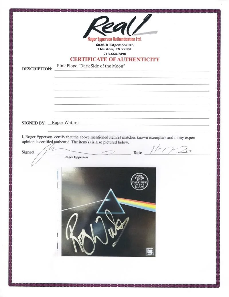 Roger Waters — Roger Waters Pink Floyd Signed Autograph Dark Side of the Moon Album Record JSA, изображение 4