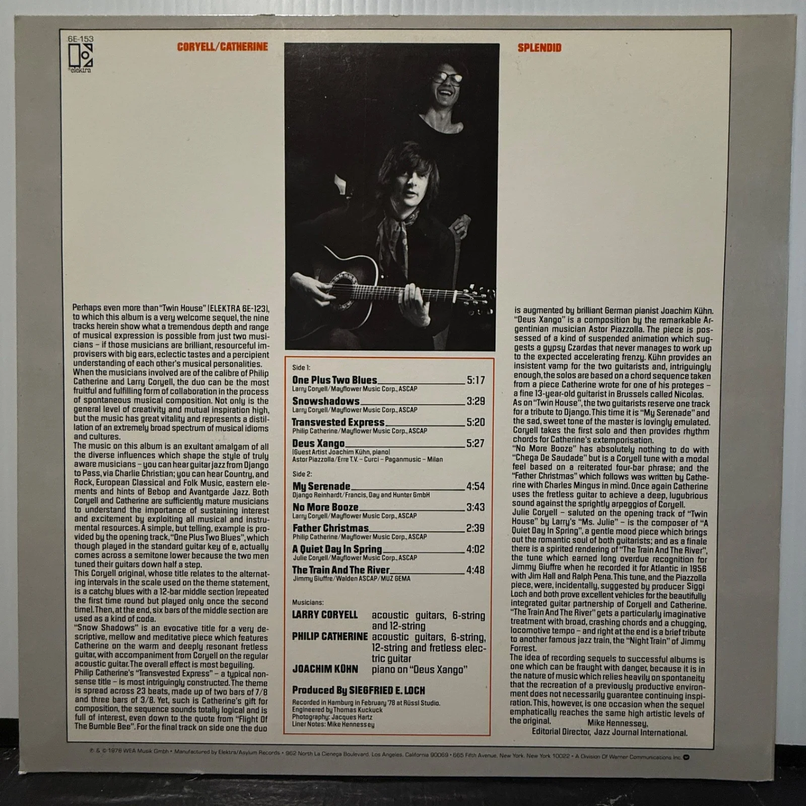 CORYELL / CATHERINE "Splendid" AUTOGRAPHED BY LARRY usa VINYL album 6E-153 PRC-W, изображение 3