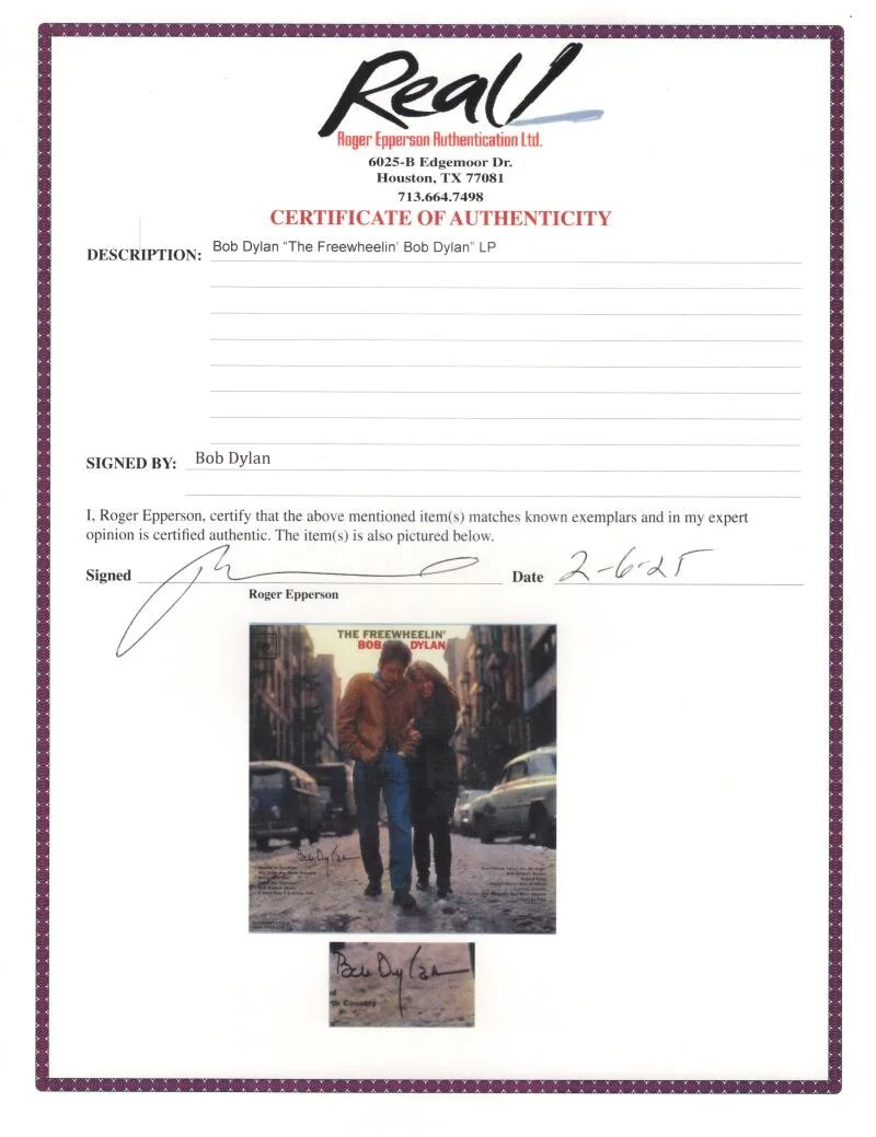 Bob Dylan — Bob Dylan Signed Autograph Album Vinyl Record LP Freewheelin w/ Rosen & JSA COA, изображение 4