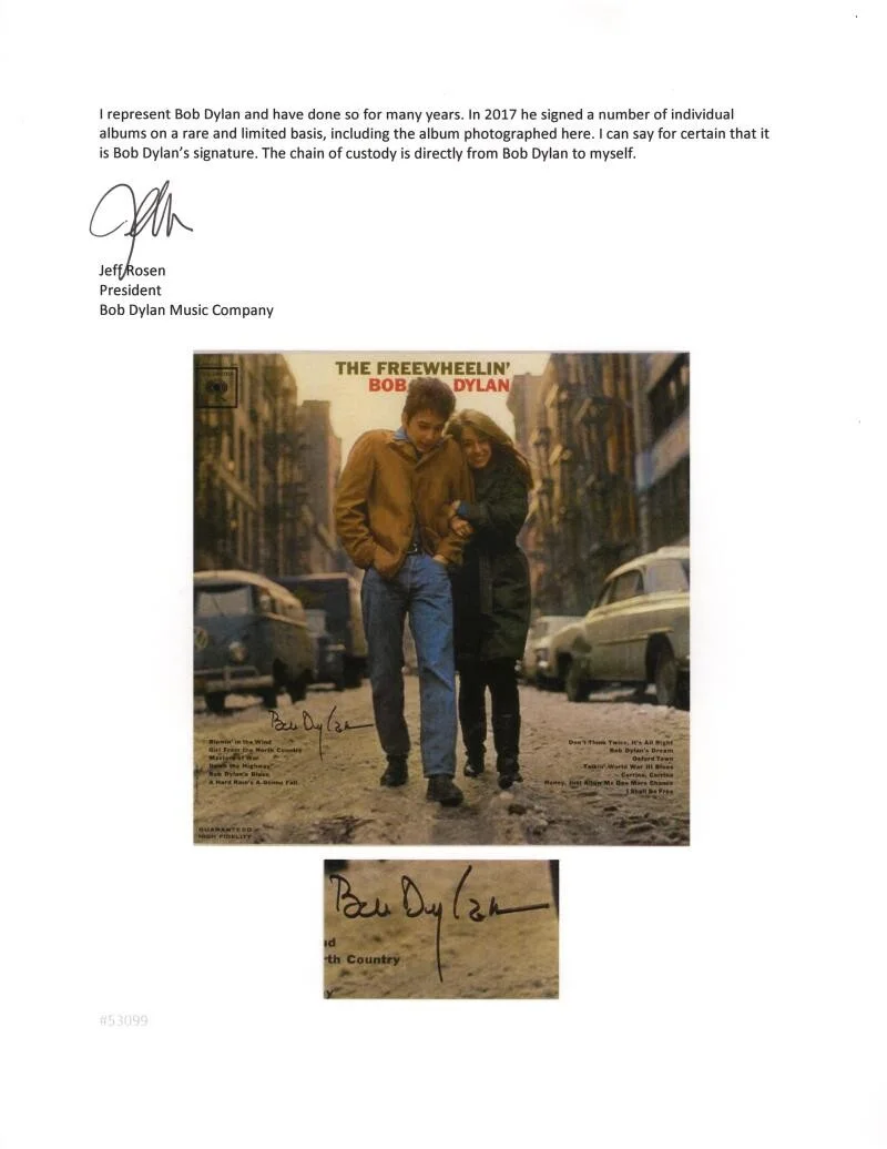 Bob Dylan — Bob Dylan Signed Autograph Album Vinyl Record LP Freewheelin w/ Rosen & JSA COA, изображение 5