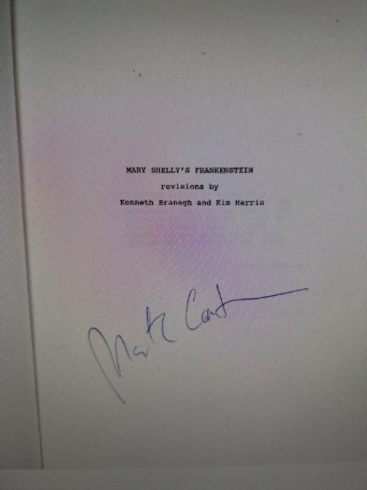 SIGNED CEO of Columbia s Script of Mary Shelley’s Frankenstein Kenneth Branagh, изображение 2