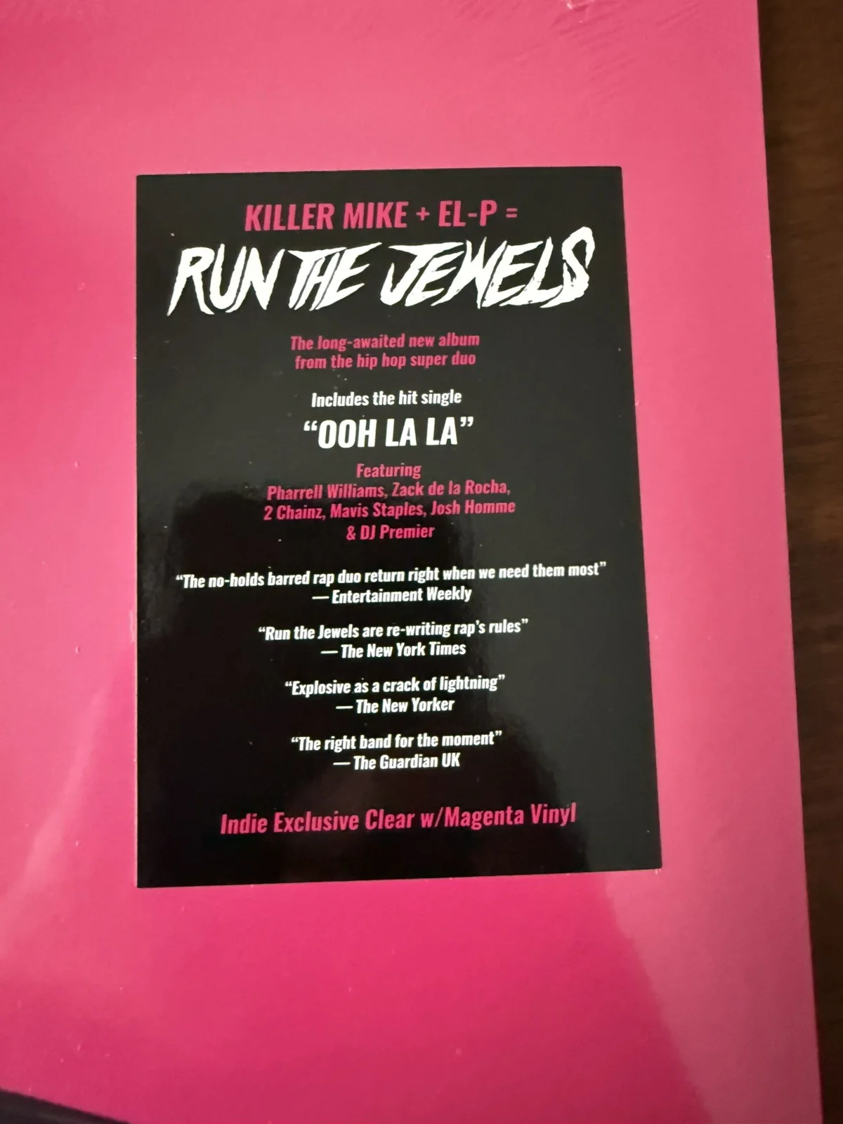 Run the Jewels - Signed RTJ4 Vinyl LP Indie Exclusive Clear w/Magenta Vinyl, изображение 5